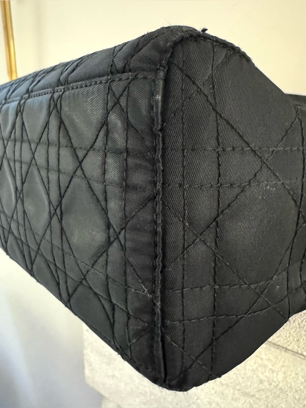 CHRISTIAN DIOR Vintage Large Black Quilted Nylon Lady Dior Tote Bag - Picture 10 of 12